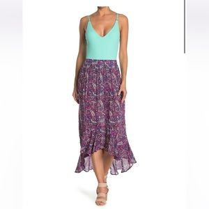 ' Nanette Lenore ' ruffled paisley high-low skirt, size L , NWT